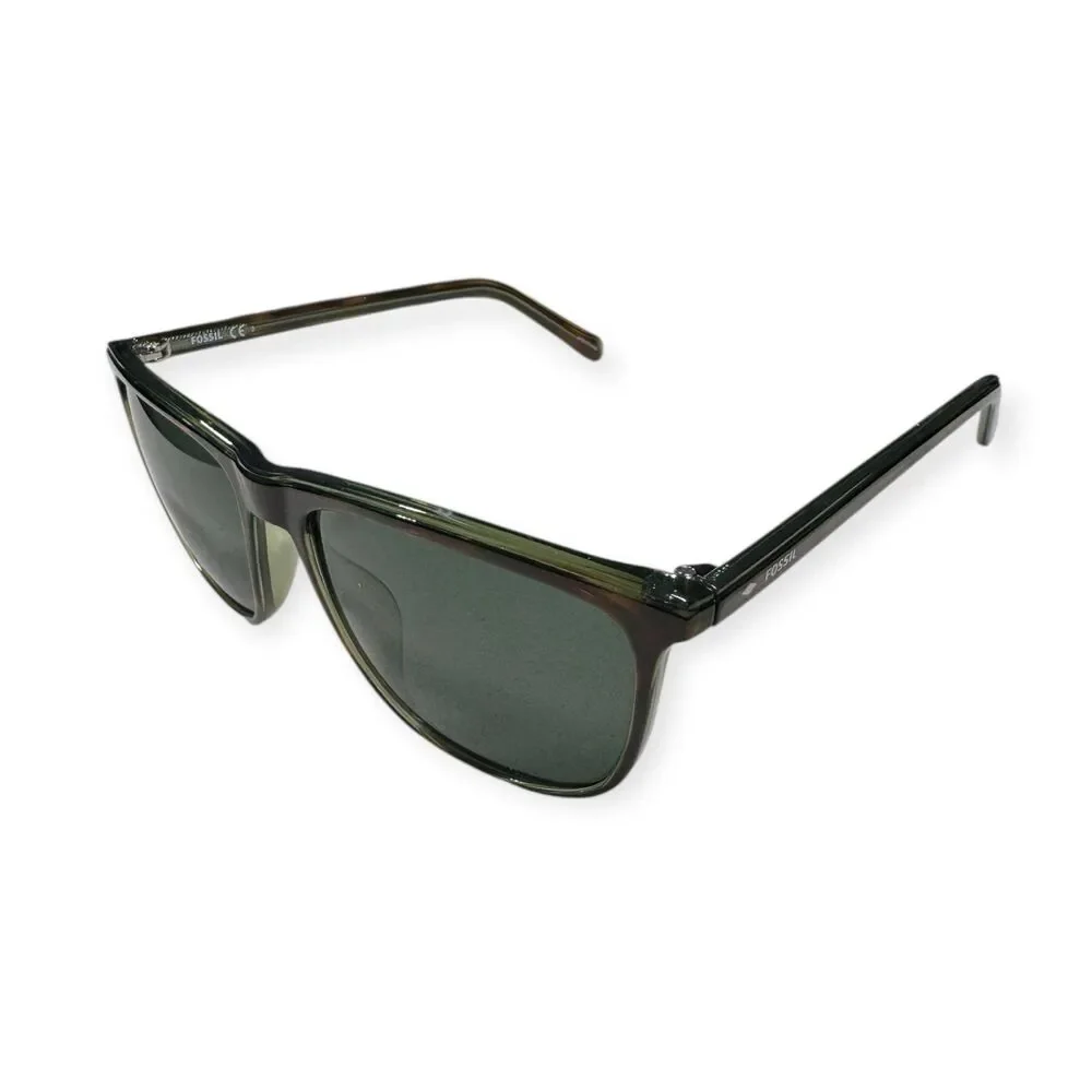 Fossil Havana Green Rectangle Sunglasses FOS3135 145mm Dark Green Lenses w/ Case
